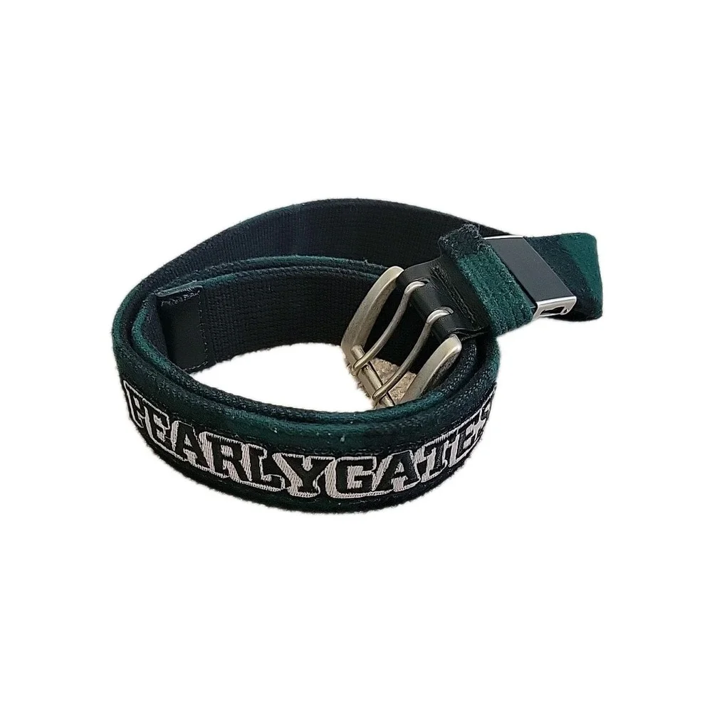 PEARLY‎ GATES BELT AND POUCH, GREEN PLAID, FELT, 45